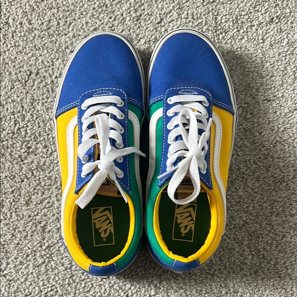 Vans Blue and Yellow Sneakers with Bold Stripes